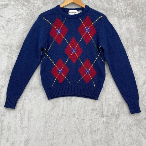 McGregor Other - McGregor Vintage Pullover Wool Blend Argyle Blue Red Sweater USA Made